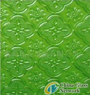 GREEN PATTERNED GLASS-FLORA